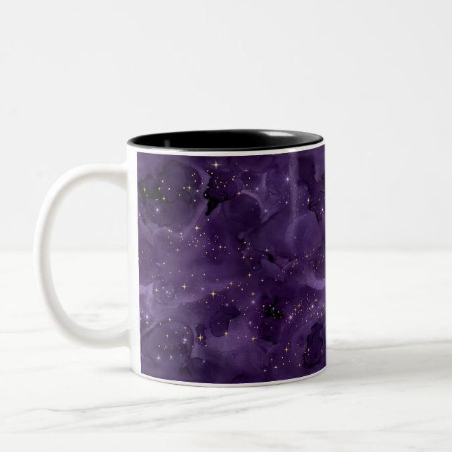 Caneca De Café Em Dois Tons Série Design Galáxia Roxa 8  (Esquerda)