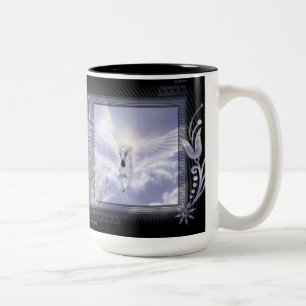Caneca De Café Em Dois Tons Série do Tag do unicórnio do vôo do brilho