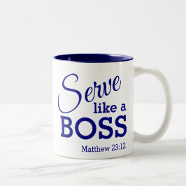 Caneca De Café Em Dois Tons Serve humilde como um texto personalizado cristão