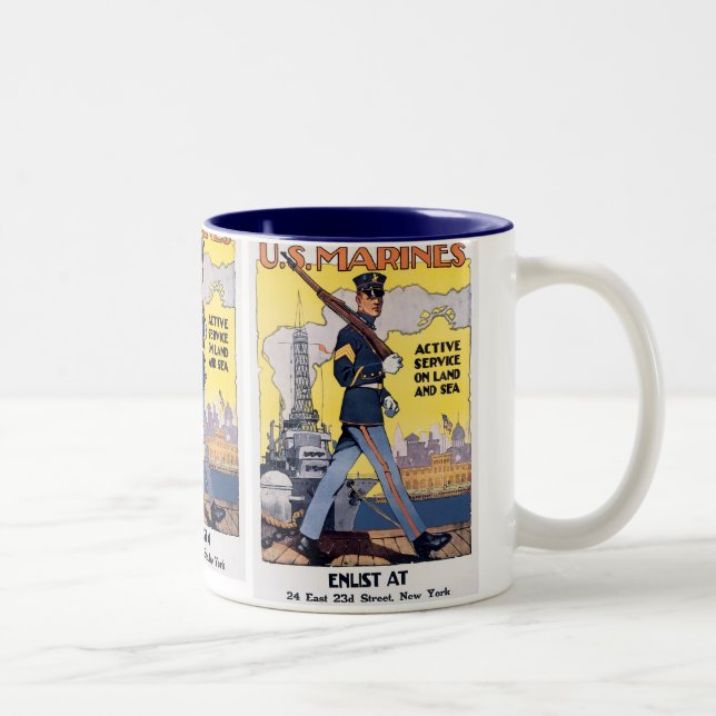 Caneca De Café Em Dois Tons Serviço ativo na terra e no mar (Direita)