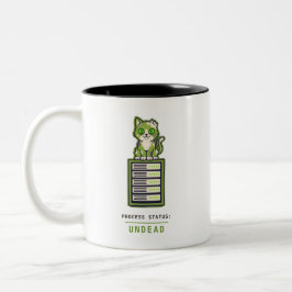 Caneca De Café Em Dois Tons Servidor de Rack de Gato Zumbi Humor de Halloween