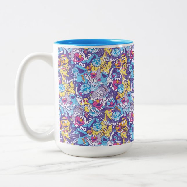 Caneca De Café Em Dois Tons Sesame Street | Groovy Dance Pattern (Esquerda)
