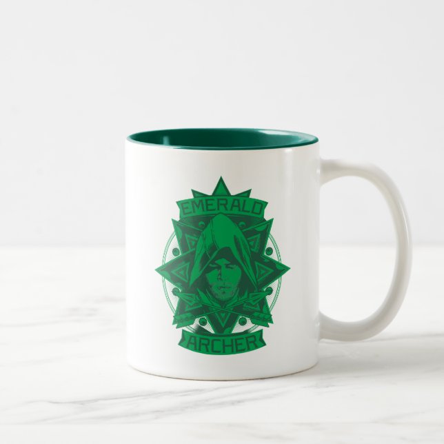 Caneca De Café Em Dois Tons Seta | Gráfico Emerald Archer (Direita)
