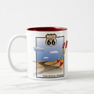 Caneca De Café Em Dois Tons Setas gêmeas, arizona - marco histórico da rota 66