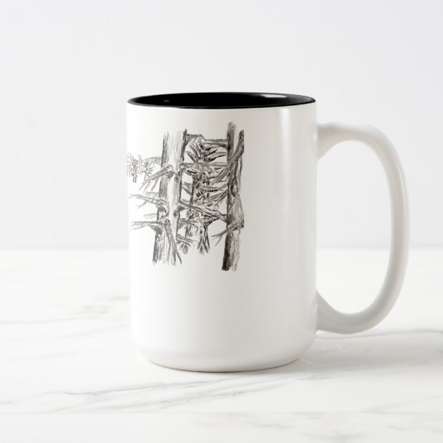 Caneca De Café Em Dois Tons Sete vs Quatro Arte de Árvore (Direita)