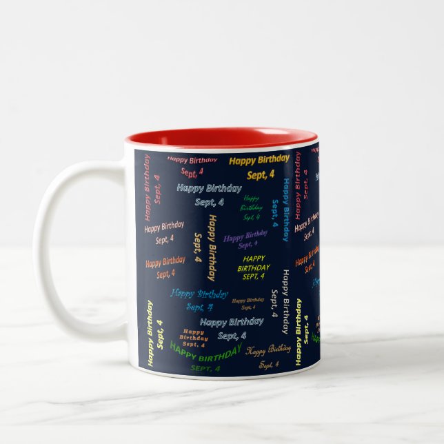 Caneca De Café Em Dois Tons Setembro, 4 Aniversário Mug (Esquerda)