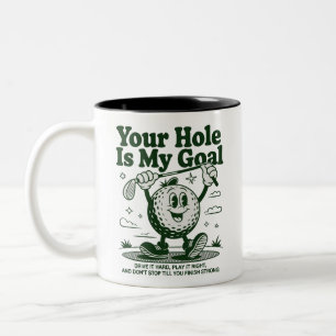 Caneca De Café Em Dois Tons Seu Buraco É Meu Objetivo Camisa de Golfe Engraçad