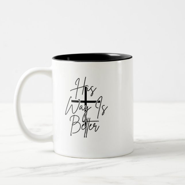 Caneca De Café Em Dois Tons seu caminho é melhor cristão  (Esquerda)