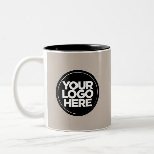 Caneca De Café Em Dois Tons Seu especial de logotipo Cores de Cinza de taupe M