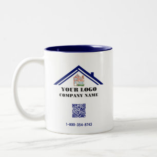 Caneca De Café Em Dois Tons Seu logotipo comercial QR Code Phone