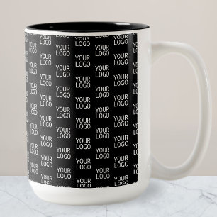 Caneca De Café Em Dois Tons Seu Logotipo Empresarial Padrão Moderno de Meio