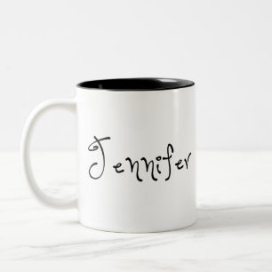 Caneca De Café Em Dois Tons Seu Nome É Jennifer Calligraphy