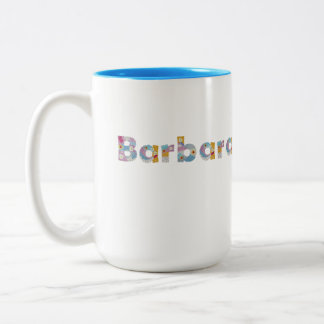 Caneca De Café Em Dois Tons Seu nome em letras florais artísticas / Barbara Tw