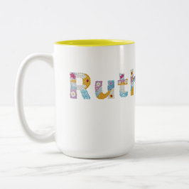 Caneca De Café Em Dois Tons Seu nome em letras florais artísticas / Ruth Two-T