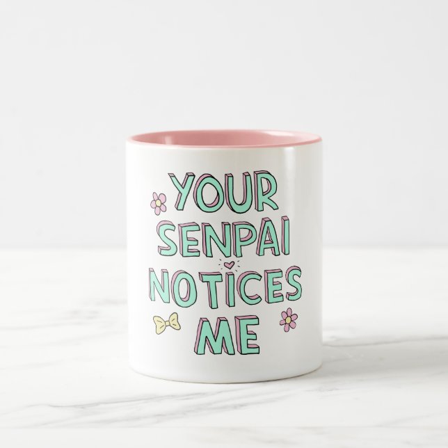 Caneca De Café Em Dois Tons Seu Senpai observa-me (Centro)