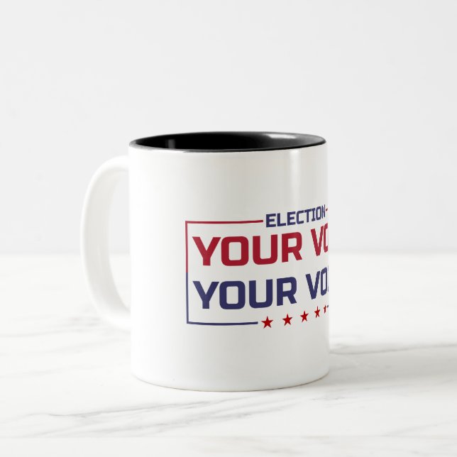 Caneca De Café Em Dois Tons Seu Voto Sua Voz fonte colorida (Frente Esquerda)