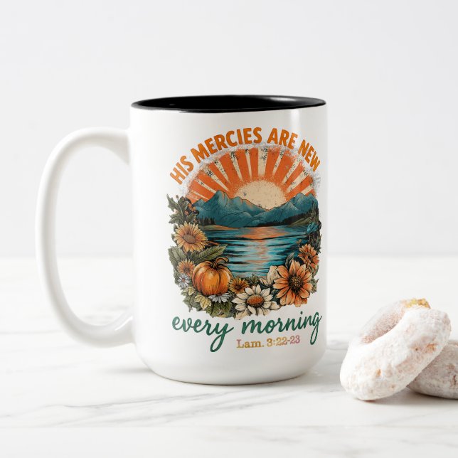 Caneca De Café Em Dois Tons Seus Compaixões São Novos... (Com Donut)