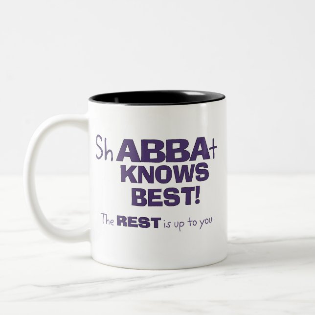 Caneca De Café Em Dois Tons ShABBAt Abba conhece melhor (Esquerda)