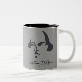 Caneca De Café Em Dois Tons Shakespeare simples com assinatura
