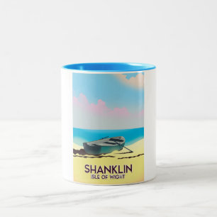 Caneca De Café Em Dois Tons Shanklin, Ilha de viagens vintage de Peso