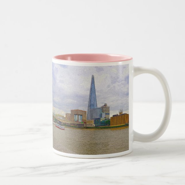 Caneca De Café Em Dois Tons Shard, Thames River, Londres, Inglaterra (Direita)