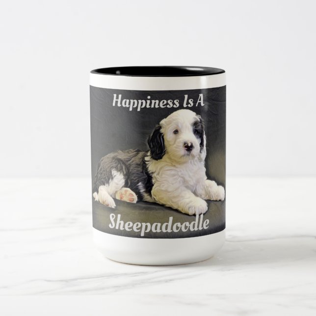 Caneca De Café Em Dois Tons Sheepadoodle Coffee Mug (Centro)
