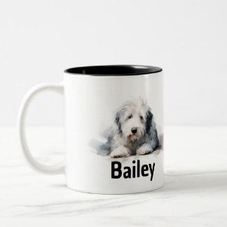 Caneca De Café Em Dois Tons Sheepdog Watercolor Mug