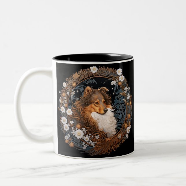 Caneca De Café Em Dois Tons Sheltie (Esquerda)