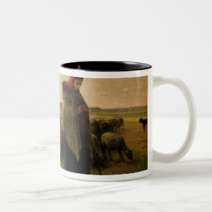 Caneca De Café Em Dois Tons Shepherdess com seu rebanho, 1863