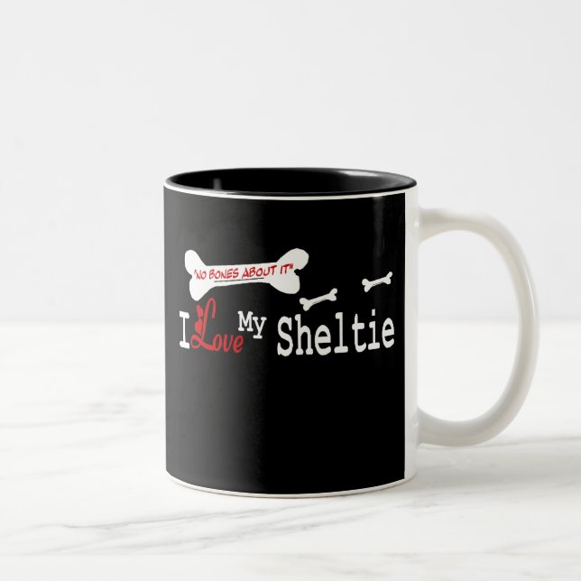Caneca De Café Em Dois Tons Shetland Sheepdog (I Love) (Direita)