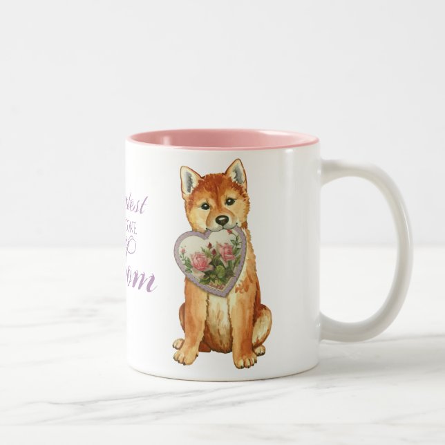 Caneca De Café Em Dois Tons Shiba Inu Heart Mãe (Direita)