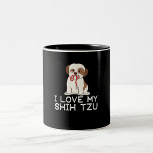 Caneca De Café Em Dois Tons Shih Tzu Eu amo My Shih Tzu