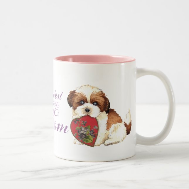 Caneca De Café Em Dois Tons Shih Tzu Heart Mãe (Direita)