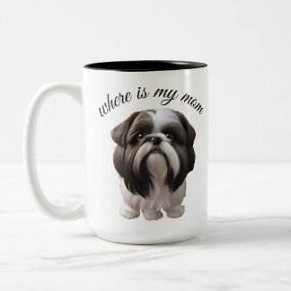 Caneca De Café Em Dois Tons Shih Tzu - Onde Está Minha Mãe?