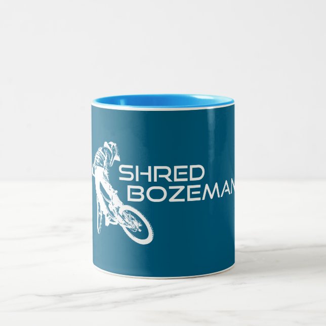 Caneca De Café Em Dois Tons Shred Bozeman Montana Mountain Biking (Centro)