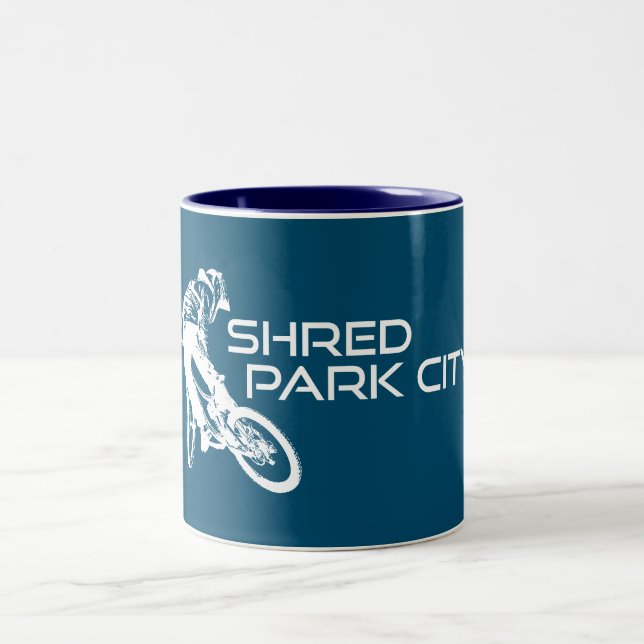 Caneca De Café Em Dois Tons Shred Park City Utah Mountain Biking (Centro)