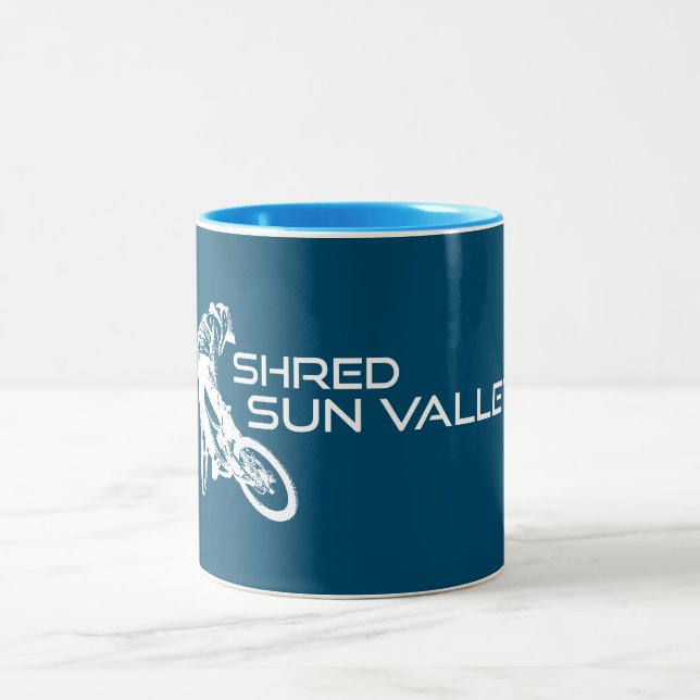Caneca De Café Em Dois Tons Shred Sun Valley Idaho Mountain Bike (Centro)