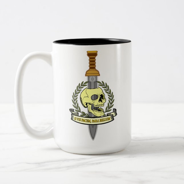 Caneca De Café Em Dois Tons Si Vis Pacem, Para Bellum.. Skull (Esquerda)