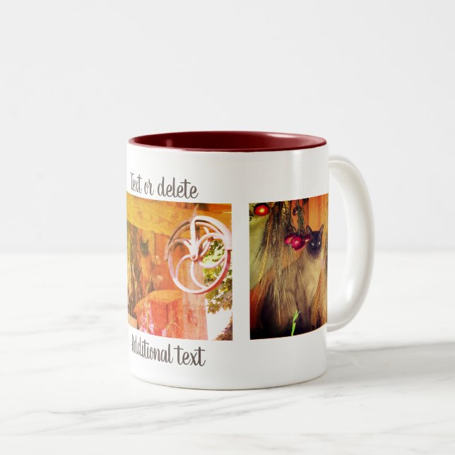 Caneca De Café Em Dois Tons Siamese Cat Trio Personalizado (Frente Esquerda)