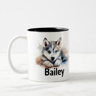Caneca De Café Em Dois Tons Siberian Husky Watercolor Mug