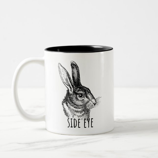 Caneca De Café Em Dois Tons Side Eye Funny Bunny (Esquerda)