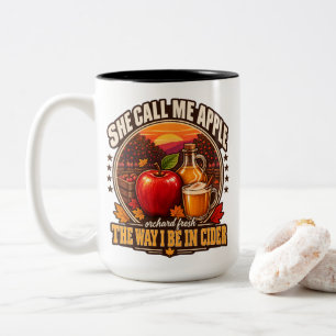 Caneca De Café Em Dois Tons Sidra de Maçã Ela Me Chama de Maçã Do Jeito Que Eu