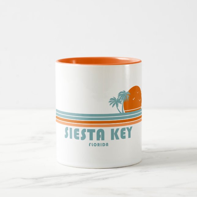 Caneca De Café Em Dois Tons Siesta Key Florida Sun Palm Trees (Centro)