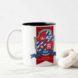 Caneca De Café Em Dois Tons Significado do nome Ray letra R pássaro vermelho a