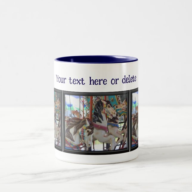 Caneca De Café Em Dois Tons Silent Prancers Carousel Horses Personalized  (Centro)