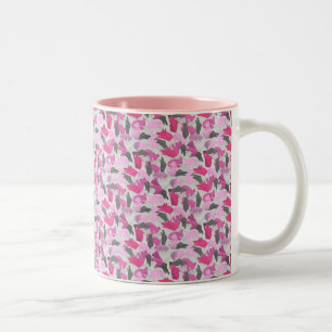 Caneca De Café Em Dois Tons Silhouette Animal Camouflage - Rosa