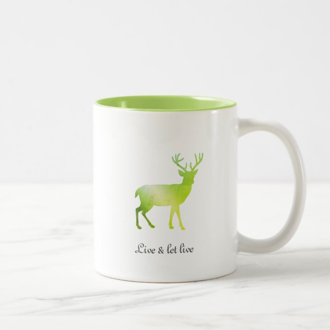 Caneca De Café Em Dois Tons Silhouette e Calliografia de Reindeer Verde (Direita)
