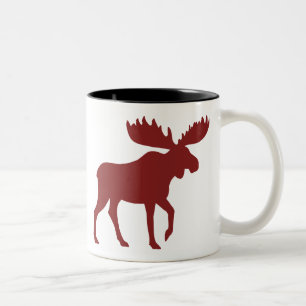 Caneca De Café Em Dois Tons Silhouette Red Moose Vida Selvagem de Férias do