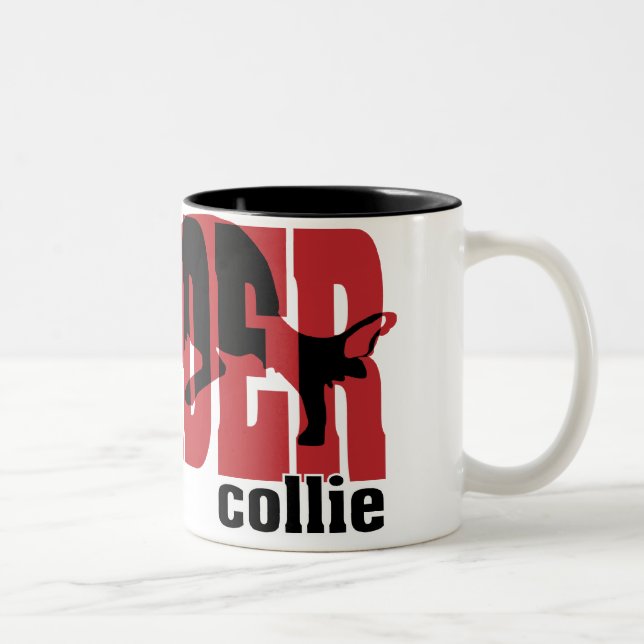 Caneca De Café Em Dois Tons Silhueta de border collie (Direita)