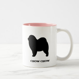Caneca De Café Em Dois Tons Silhueta de Cachorro de Chow Bruto Personalizada